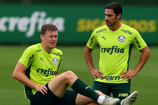 Bruno Fuchs com edema na coxa e Felipe Anderson retorna a treinos no Palmeiras